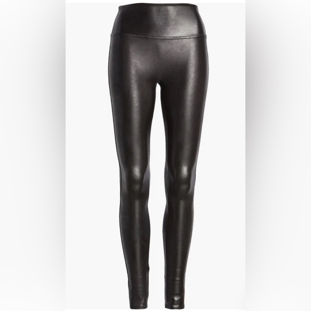 Spanx Faux Leather Leggings, like new, Small Petite.